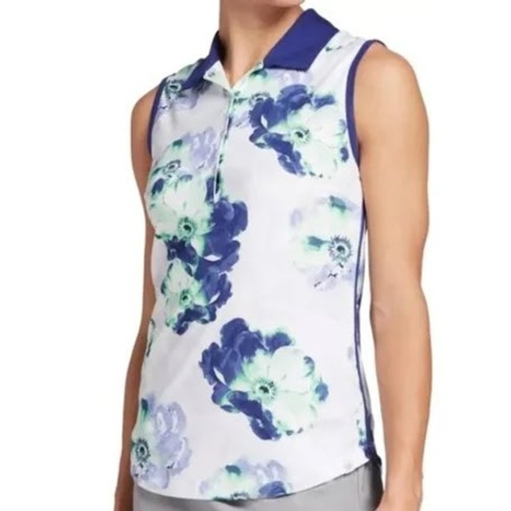 Lady Hagen Womens Sleeveless Golf Polo Floral Blue Green Purple Size Small